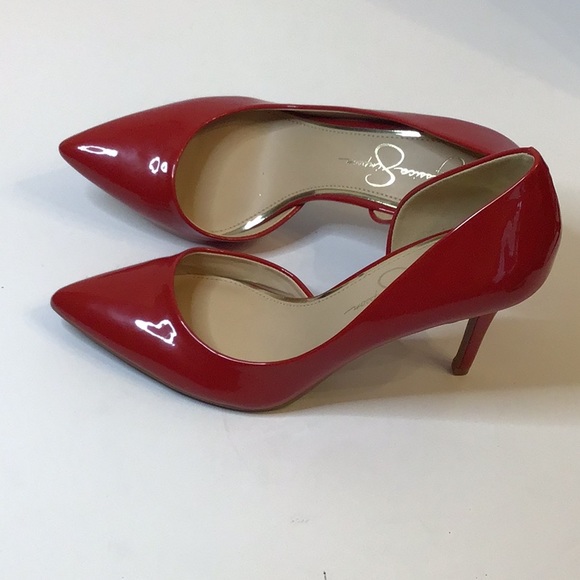JESSICA SIMPSON WOMEN STUNNING RED PATENT POINTY TOE HEEL SZ 9M - Picture 7 of 12